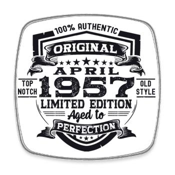 66e anniversaire homme April Né en 1957 Original - Magnet carré - blanc - Devant