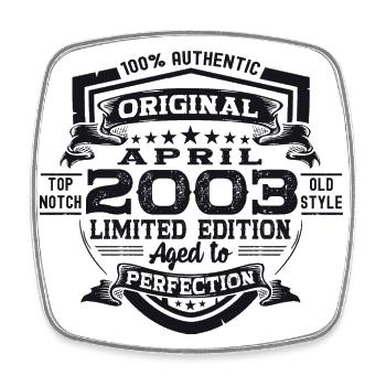 20. Geburtstag Mann April Jahrgang 2003 Original - Viereckiger Kühlschrankmagnet - Weiß - Vorne