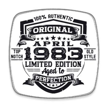 40th birthday man April Born 1983 Original - Square fridge magnet - white - Front