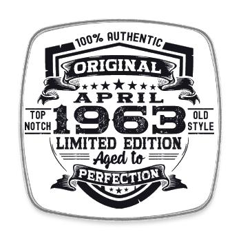 60. Geburtstag Mann April Jahrgang 1963 Original - Viereckiger Kühlschrankmagnet - Weiß - Vorne