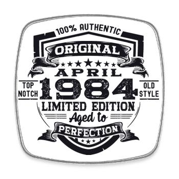 39e anniversaire homme April Né 1984 Original - Magnet carré - blanc - Devant