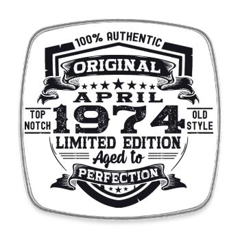 49. Geburtstag Mann April Jahrgang 1974 Original - Viereckiger Kühlschrankmagnet - Weiß - Vorne