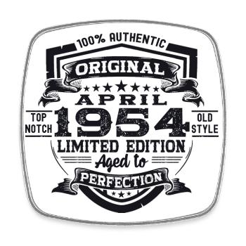 69e anniversaire homme April Né en 1954 Original - Magnet carré - blanc - Devant