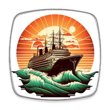 Kreuzfahrtschiff Retro Vintage Farbe 2 - Viereckiger Kühlschrankmagnet - Weiß - Vorne