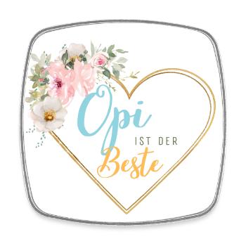 Opi ist derBeste! Herz-Blumen, personalisierbar - Viereckiger Kühlschrankmagnet - Weiß - Vorne