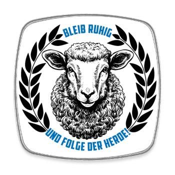 Schaf bleib ruhig und folge der Herde - Viereckiger Kühlschrankmagnet - Weiß - Vorne