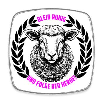 Schaf bleib ruhig und folge der Herde - Viereckiger Kühlschrankmagnet - Weiß - Vorne