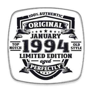 30th Birthday January Vintage 1994 Original - Square fridge magnet - white - Front