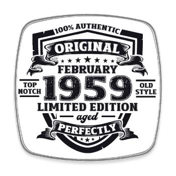 65e anniversaire mari février Vintage 1959 Original - Magnet carré - blanc - Devant