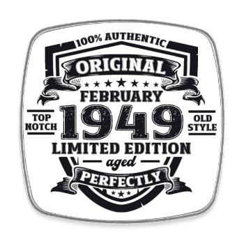 75e anniversaire mari février Vintage 1949 Original - Magnet carré - blanc - Devant