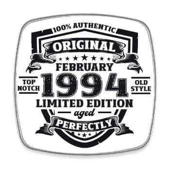 30th Birthday Husband February Vintage 1994 Original - Square fridge magnet - white - Front