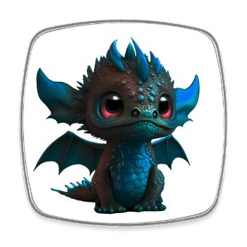 Baby Drache Blau | Niedlicher blauer Baby Drache - Viereckiger Kühlschrankmagnet - Weiß - Vorne