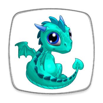 Baby Drache Cyan | Niedlicher cyan Baby Drache - Viereckiger Kühlschrankmagnet - Weiß - Vorne