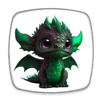 Bébé Dragon Vert| Mignon bébé dragon vert - Magnet carré - blanc - Devant