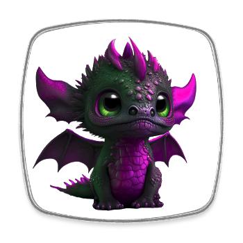 Baby Drache Pink | Niedlicher pinker Baby Drache - Viereckiger Kühlschrankmagnet - Weiß - Vorne