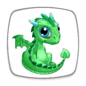 Bébé Dragon Vert | Mignon bébé dragon vert - Magnet carré - blanc - Devant