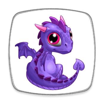 Baby Dragon Purple | Cute Purple Baby Dragon - Square fridge magnet - white - Front