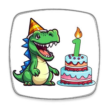 Erster Geburtstag ich bin 1 Jahr alt cooler Dino - Viereckiger Kühlschrankmagnet - Weiß - Vorne