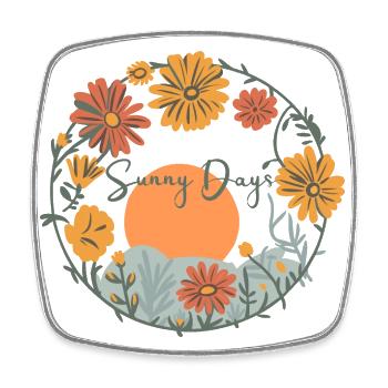 Sunny Flowery Days - Square fridge magnet - white - Front