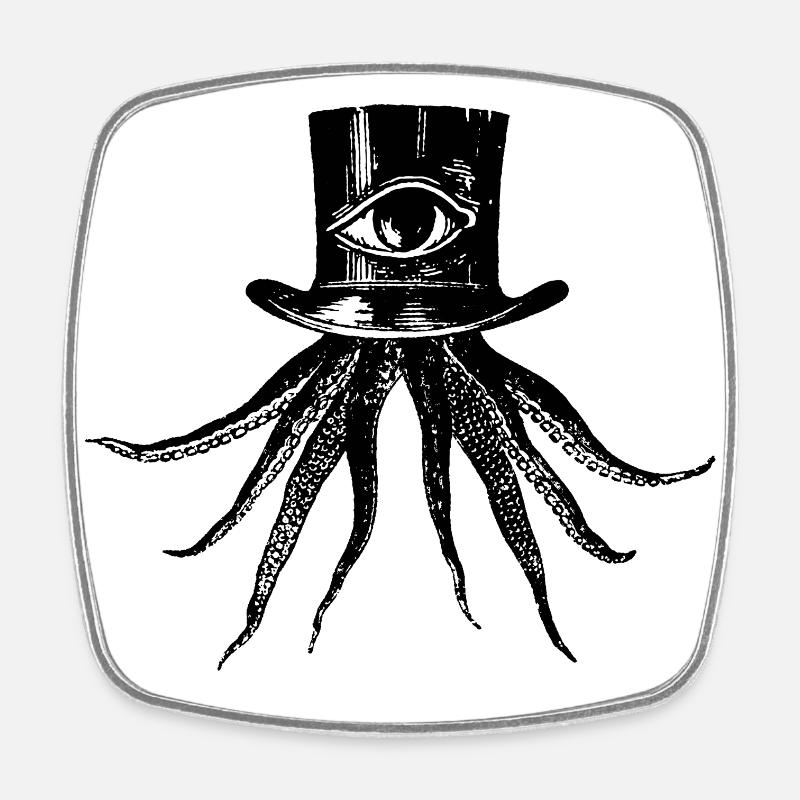 Octopus - Viereckiger Kühlschrankmagnet - Weiß
