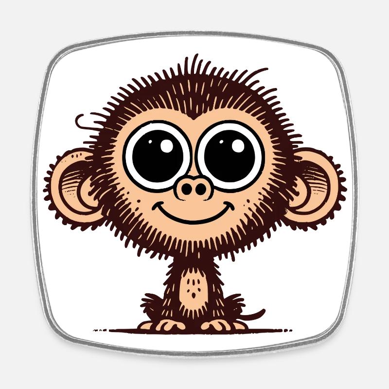 Cute Monkey - Square fridge magnet - white