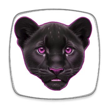 Rosaroter Baby Panther | Baby Panther Kopf - Viereckiger Kühlschrankmagnet - Weiß - Vorne