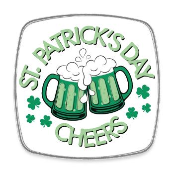 St. Patrick's Day Cheers Irish Bier - Viereckiger Kühlschrankmagnet - Weiß - Vorne