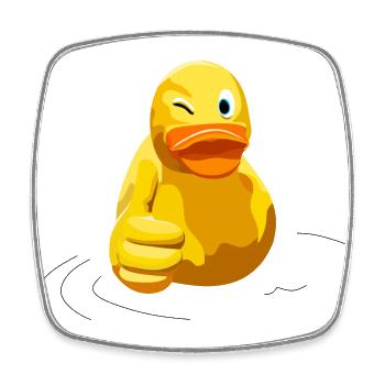 Ente - Duck - Daumen Hoch mit Wink Augen Smile - Viereckiger Kühlschrankmagnet - Weiß - Vorne