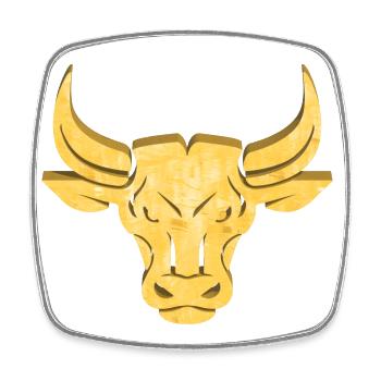Taureau d’or | Signe du zodiaque Taureau - Magnet carré - blanc - Devant