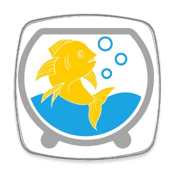 Goldfish in a crystal ball | Colors changeable - Square fridge magnet - white - Front
