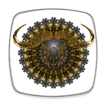 Kaleidoscope Buffalo Skull 01 - Square fridge magnet - white - Front
