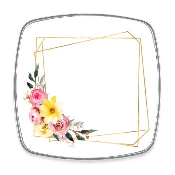 Customizable flower design, colorful - Square fridge magnet - white - Front