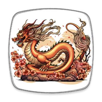 Ryū Dragon japonais - Magnet carré - blanc - Devant