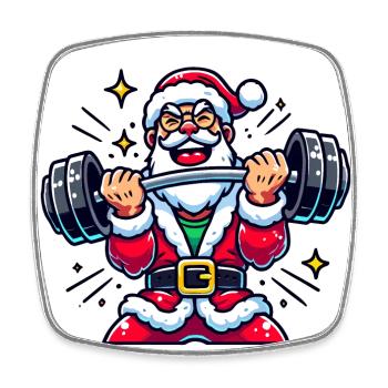 Lifting Santa - Square fridge magnet - white - Front