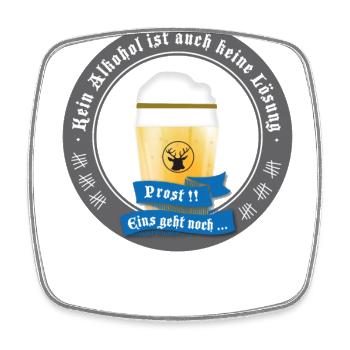 kein alkohol bier prost trinken saufen Humor Party - Viereckiger Kühlschrankmagnet - Weiß - Vorne