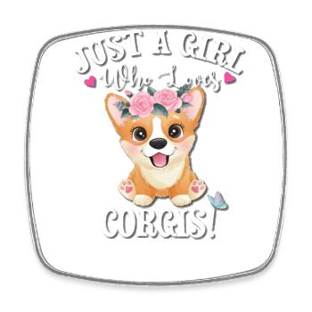 Corgi - Square fridge magnet - white - Front
