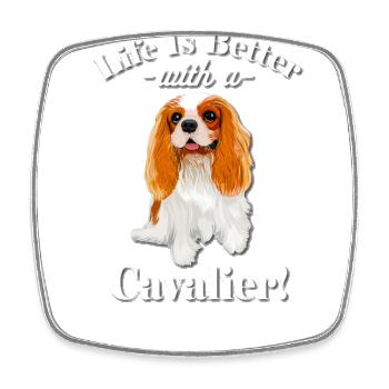 Cavalier King Charles Spaniel - Magnet carré - blanc - Devant