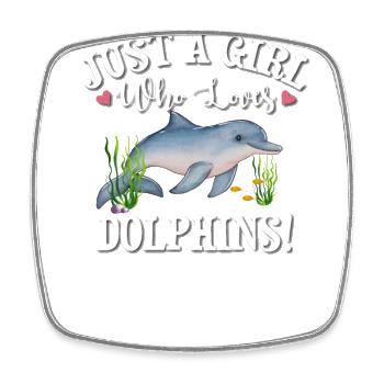 Dolphin - Square fridge magnet - white - Front
