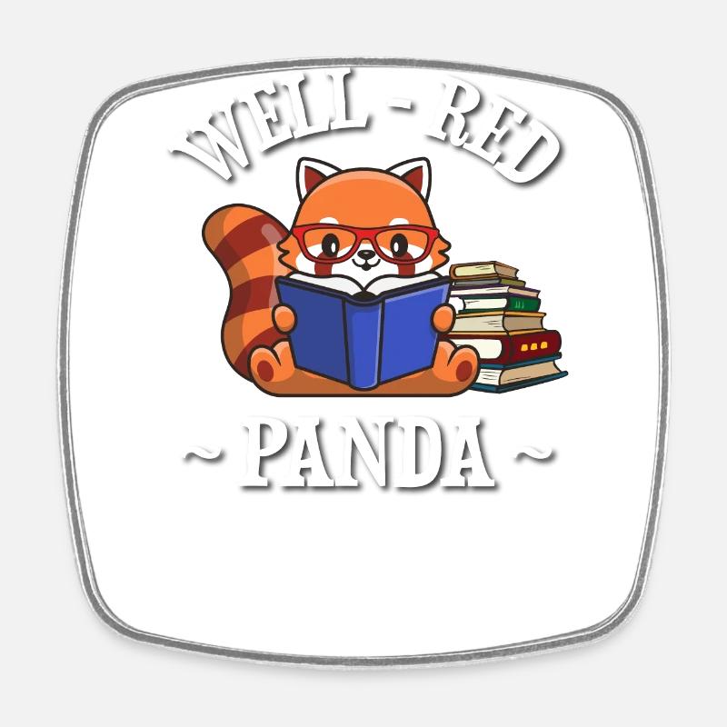 Red Panda - Square fridge magnet - white