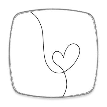 Coeur noir dessin au trait - Magnet carré - blanc - Devant