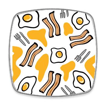 Breakfast design of fried eggs and bacon - Square fridge magnet - white - Front