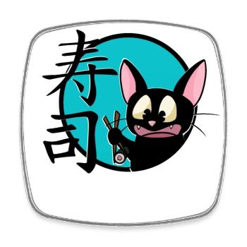 süße lustige Manga Katze Shirt Sticker - Viereckiger Kühlschrankmagnet - Weiß - Vorne