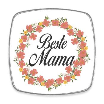 Beste Mama Blumenkranz - Viereckiger Kühlschrankmagnet - Weiß - Vorne