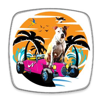 American Staffordshire Terrier - Magnet carré - blanc - Devant