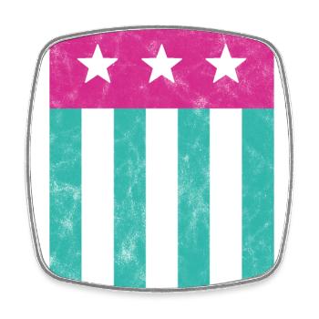 Stars and Stripes Flag Pink Green - Square fridge magnet - white - Front