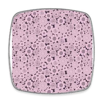 Motifs solaires -rose - Magnet carré - blanc - Devant