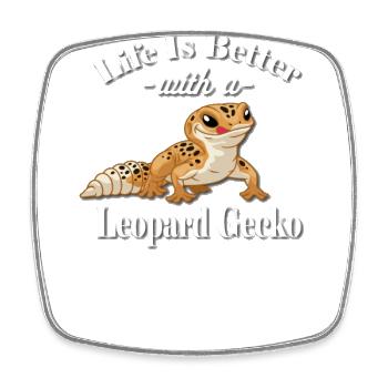 Gecko léopard - Magnet carré - blanc - Devant
