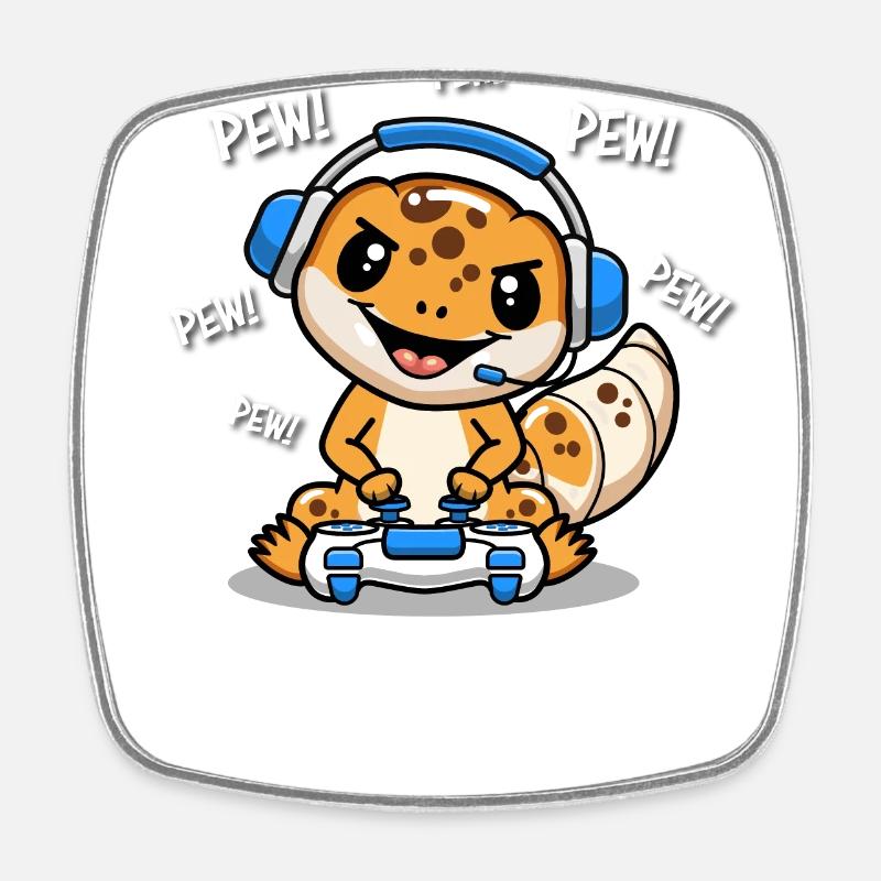 Leopardgecko - Viereckiger Kühlschrankmagnet - Weiß