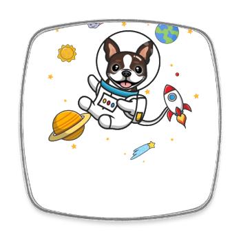 Brown Boston Terrier - Square fridge magnet - white - Front