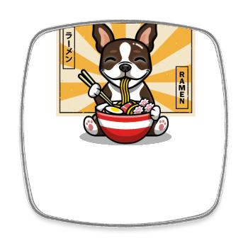 Brown Boston Terrier - Square fridge magnet - white - Front
